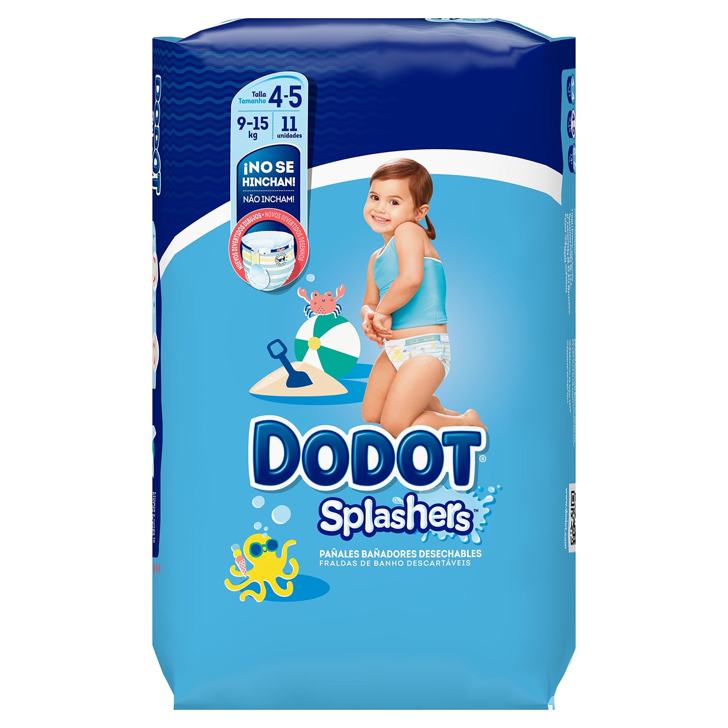 Dodot Splashers - 11 Pańales Bańadores Desechables, 9 a 15 kg, No Se Hinchan Y Fácil de Quitar, Talla 4