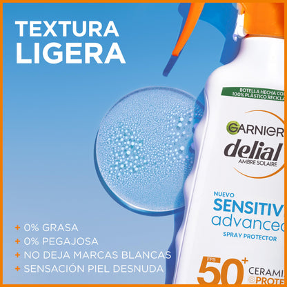 GARNIER DELIAL Sensitive Advanced - Leche Solar para Pieles Claras, Sensibles e Intolerantes al Sol, IP50+, Multicolor - 300 ml