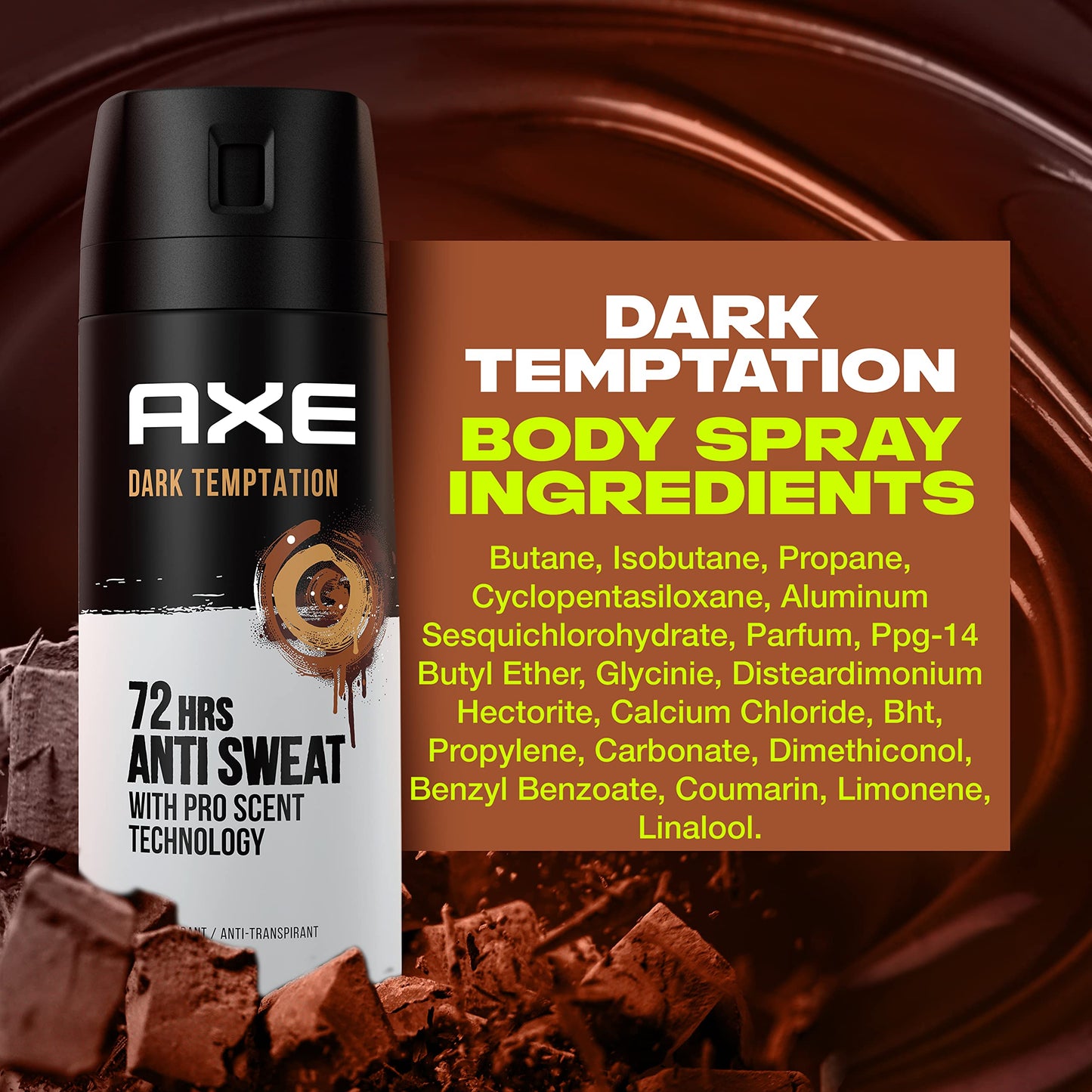 Axe Desodorante para Hombre Antitranspirante Dark Temptation 150ml - Pack de 6 - Aerosol - Fresco