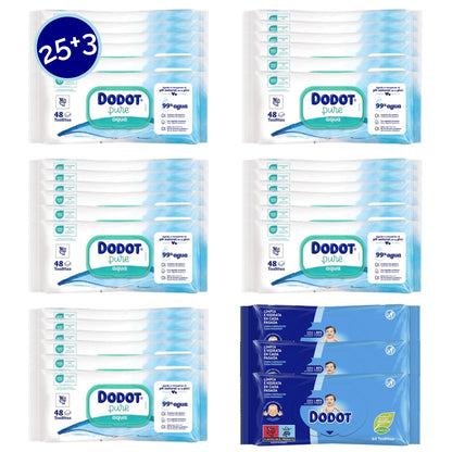 Pack Toallitas DermoActive (25 x 64uds) + Toallitas Pure Aqua Gratis (3 x 48uds) GRATIS - 1744 Toallitas | Piel suave y protegida para tu Bebé | Pack Ahorro Toallitas Bebe