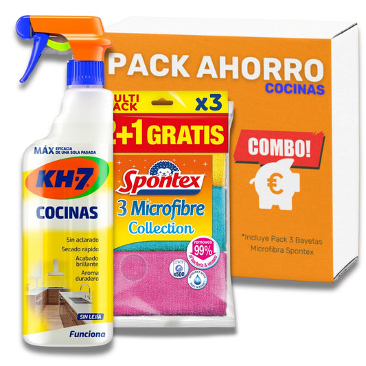 Kits Kh7 Cocinas + 3 Bayeta | Cocina Limpia y Brillante de una sola pasada | Pack Ahorro KH-7 Cocinas con 3 Bayetas incluídas