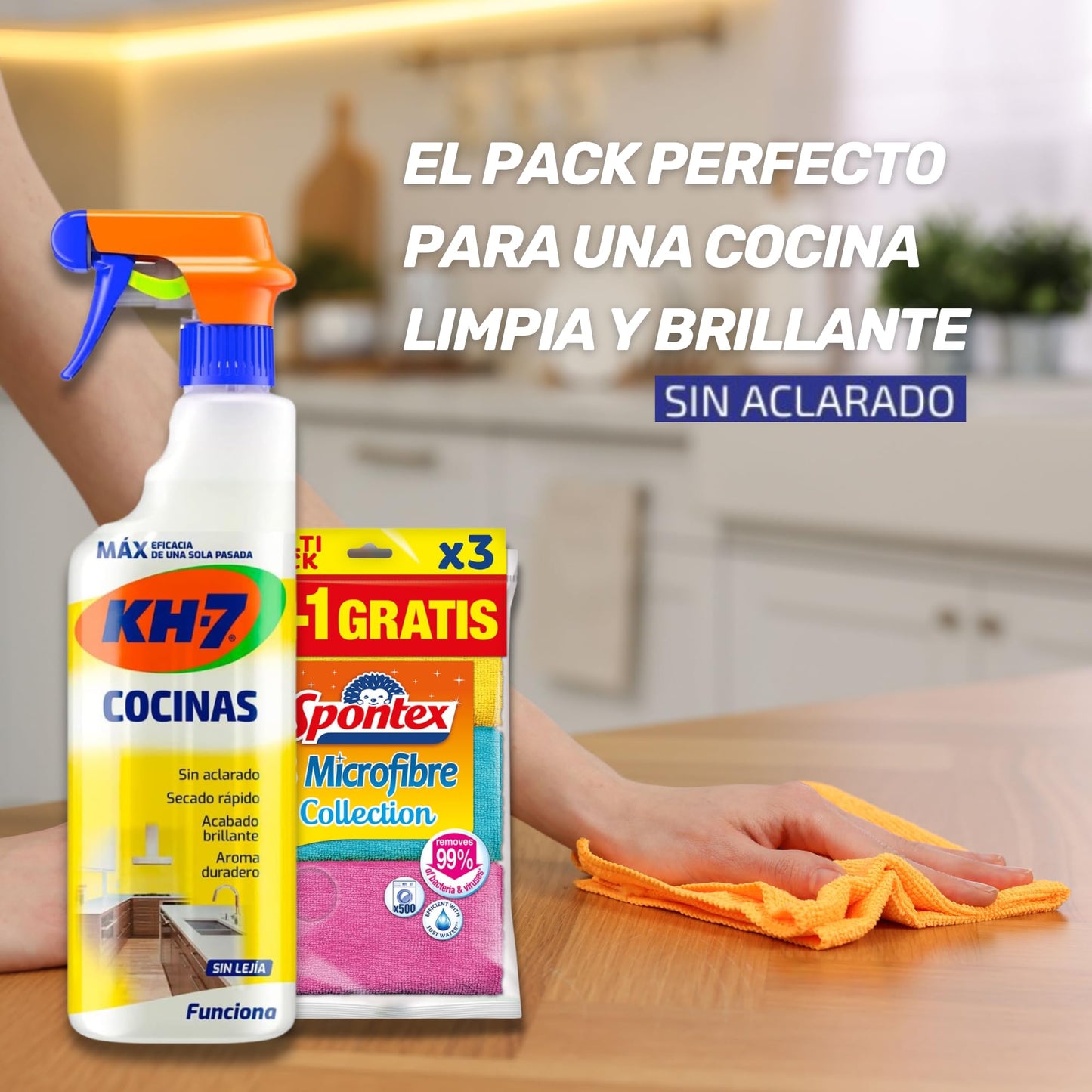 Kits Kh7 Cocinas + 3 Bayeta | Cocina Limpia y Brillante de una sola pasada | Pack Ahorro KH-7 Cocinas con 3 Bayetas incluídas