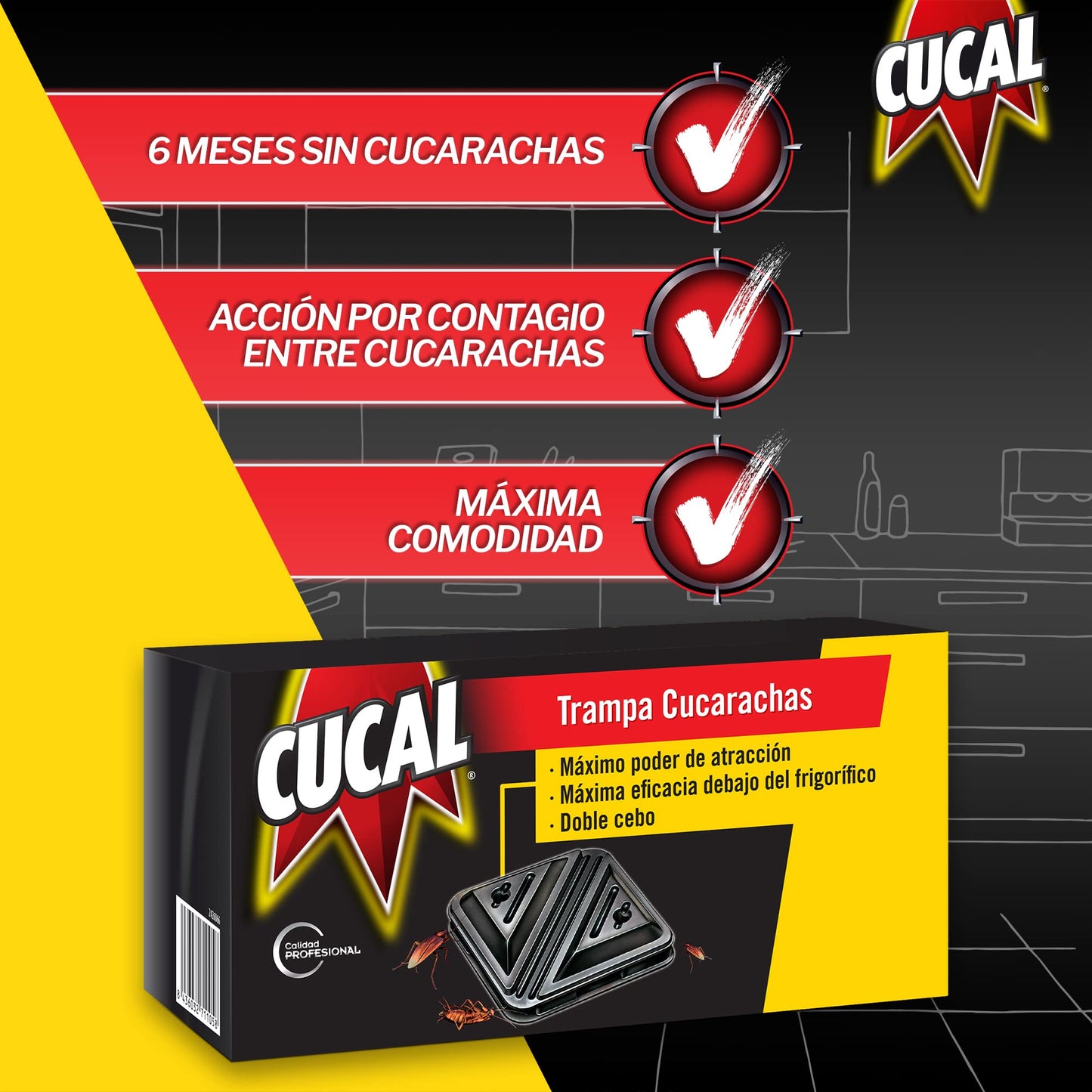 Cucal trampa doble cebo contra Cucarachas