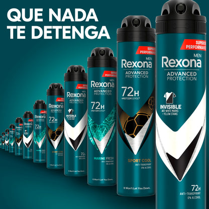 Rexona Desodorante Aerosol Protección Avanzada 72h Invisible Black & White Antitranspirante para hombre 200ml - Pack de 6