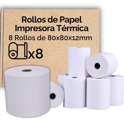 Pack Rollos Papel Termico Impresora 80x80x12