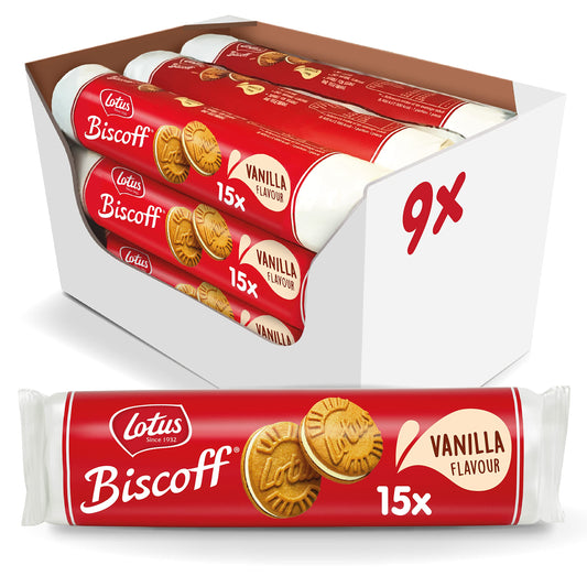 Lotus Biscoff | Galletas Rellenas de Crema Biscoff | Vegana | Sin Aromas Artificiales ni Colorantes | 15 Galletas por Pack | 9 x 150g (1,35kg)