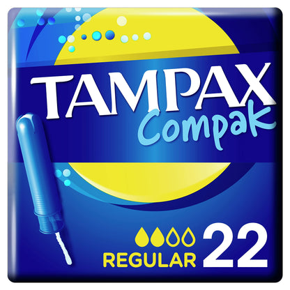 Tampax Compak Regular tampones con aplicador, protección antimanchas y discreción, siéntete limpia, 8 unidades