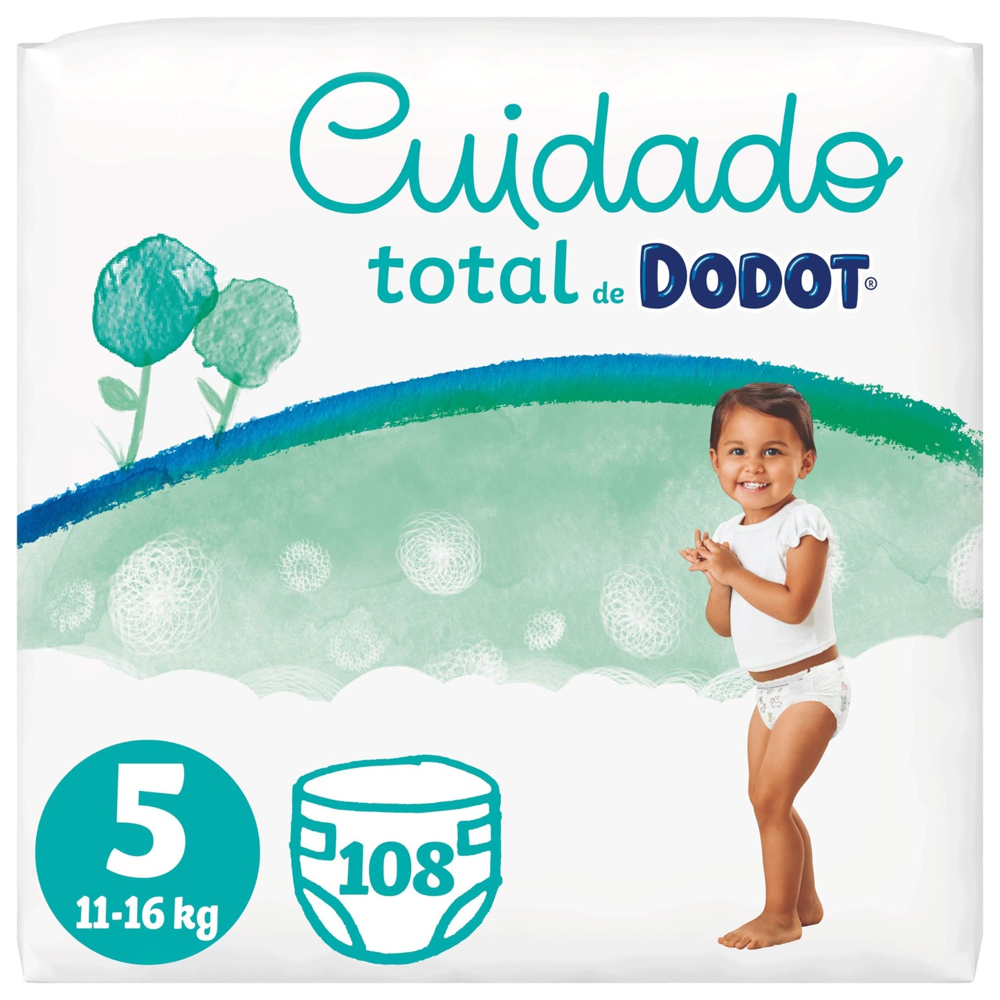 Dodot Pañales Bebé Cuidado Total Talla 4 (9-14 kg), 120 Pañales, Suave Protección de la Piel de Dodot