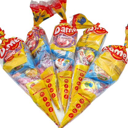 Bolsas Chuches Damel. 10 Conos Rellenos de Golosinas Damel. Ideal para Cumpleaéos o Celebraciones.