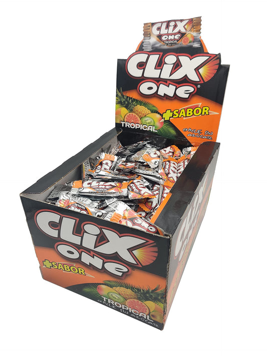 CLIX ONE TROPICAL - Chicle sin azécar - Caja de 200 unidades