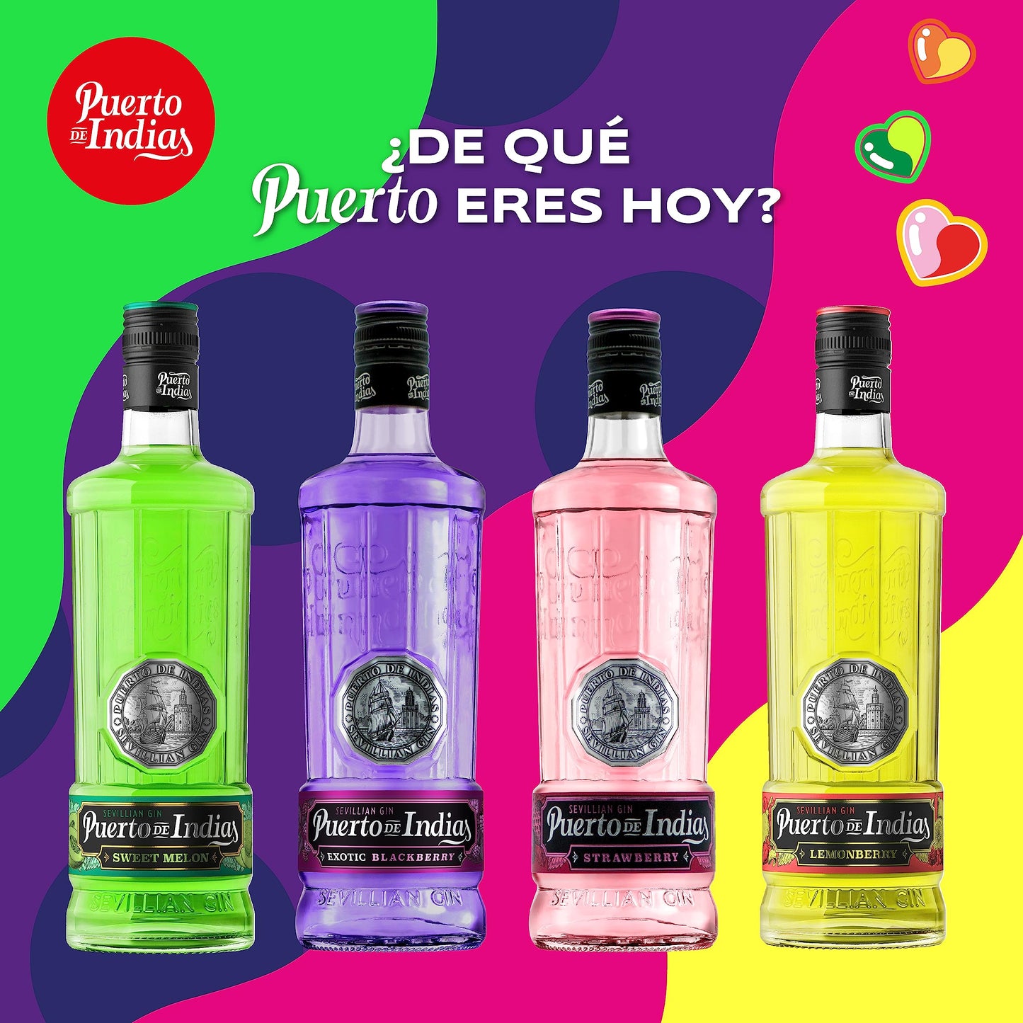 Puerto de Indias – Ginebra de Melon, Melocoton, Limon y Classic Premium – Sweet Melon, Peach, Lemoberry and Classic Premium Gin