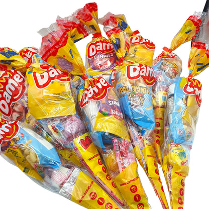 Bolsas Chuches Damel. 10 Conos Rellenos de Golosinas Damel. Ideal para Cumpleaéos o Celebraciones.