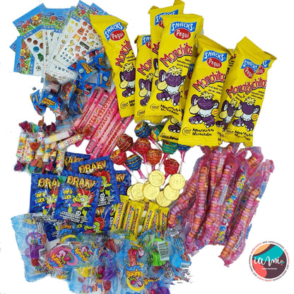 Mega Pack Chuches 100% Calidad: Marcas TOP en Chuches y Golosinas para Cumpleaéos, Navidad, Halloween, Piéatas, Fiestas Infantiles - 100 Unid - Surtido de Chuches, Gominolas, Golosinas. [IAMI]