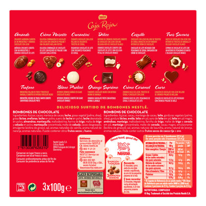 Nestlé - Caja Roja, Bombones Chocolate con Leche (3 x 100 g), Lote 2+1.