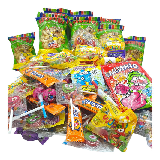 Chuches Cumpleaéos - Chuches Piéatas - Chuches Granel + 200 Chuches, Gusanitos y Gominolas Trolli - 1,4 Kilos de Chuches [IAMI]