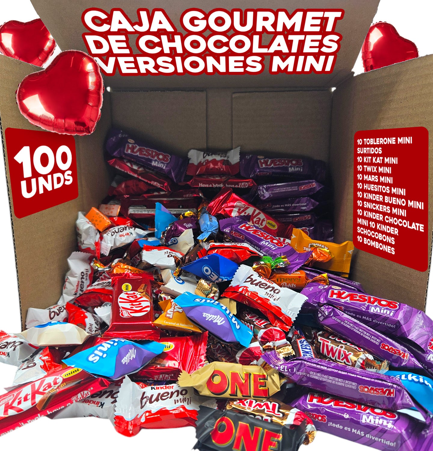 Caja Regalo Surtido de Mini Chocolates de 100 Unidades - Ideal Regalo