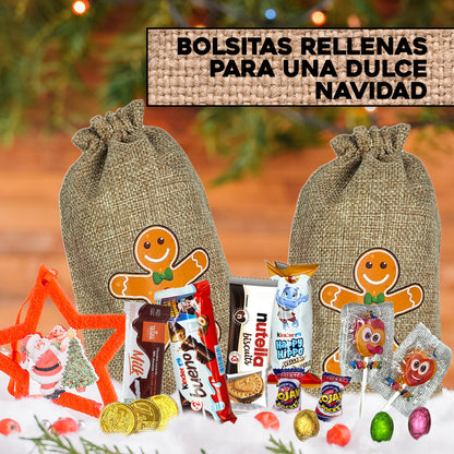Bolsa de Lino con Chocolates de Navidad