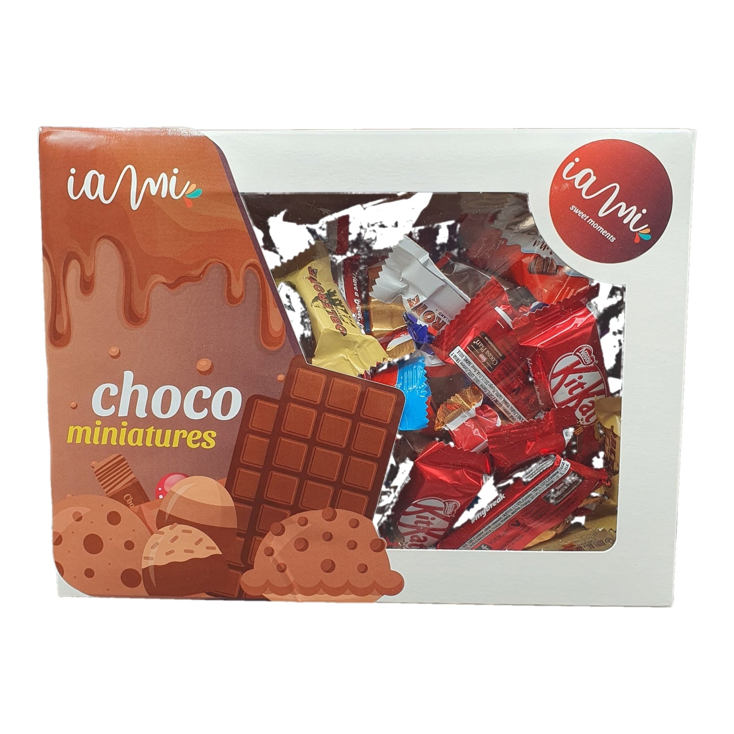 Surtido de Mini Chocolates de 100 Unidades | Caja Gourmet Chocolates MINI I Versiones Miniatures de Kit Kat, Toblerone, Kinder Bueno, Twix, Snickers, Kinder Chocolate, Shochobons, Mars [IAMI]