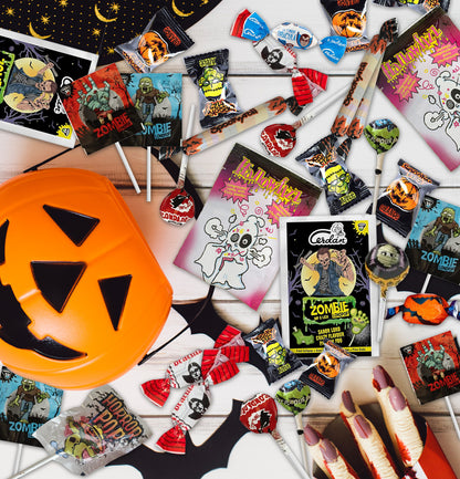 +200 Chuches Halloween Surtidas - Caja de Caramelos y Golosinas para Regalar + 1,3 Kg