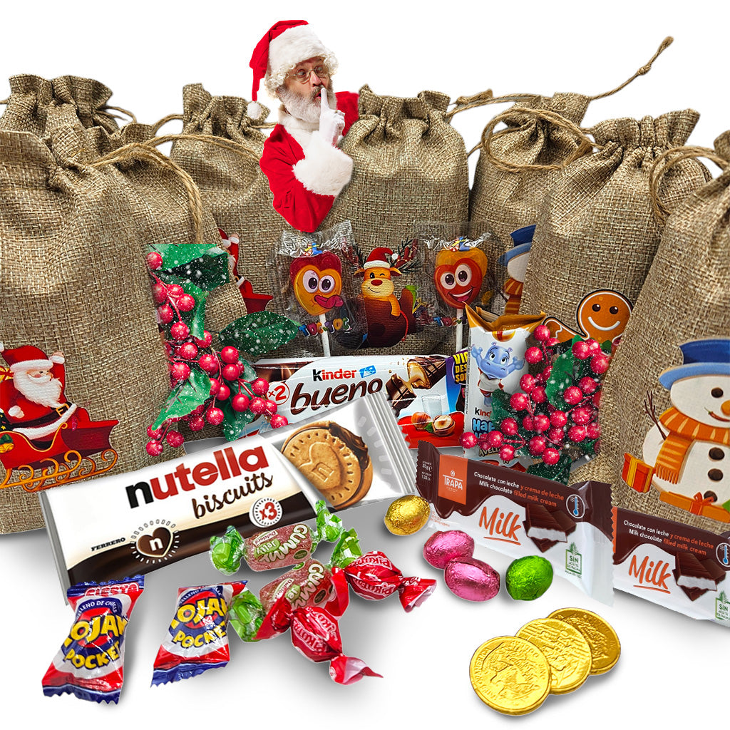 Bolsa de Lino con Chocolates de Navidad