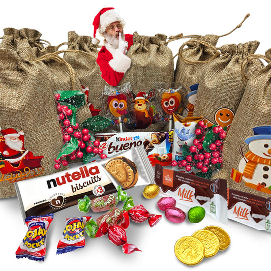 Bolsa de Lino con Chocolates de Navidad