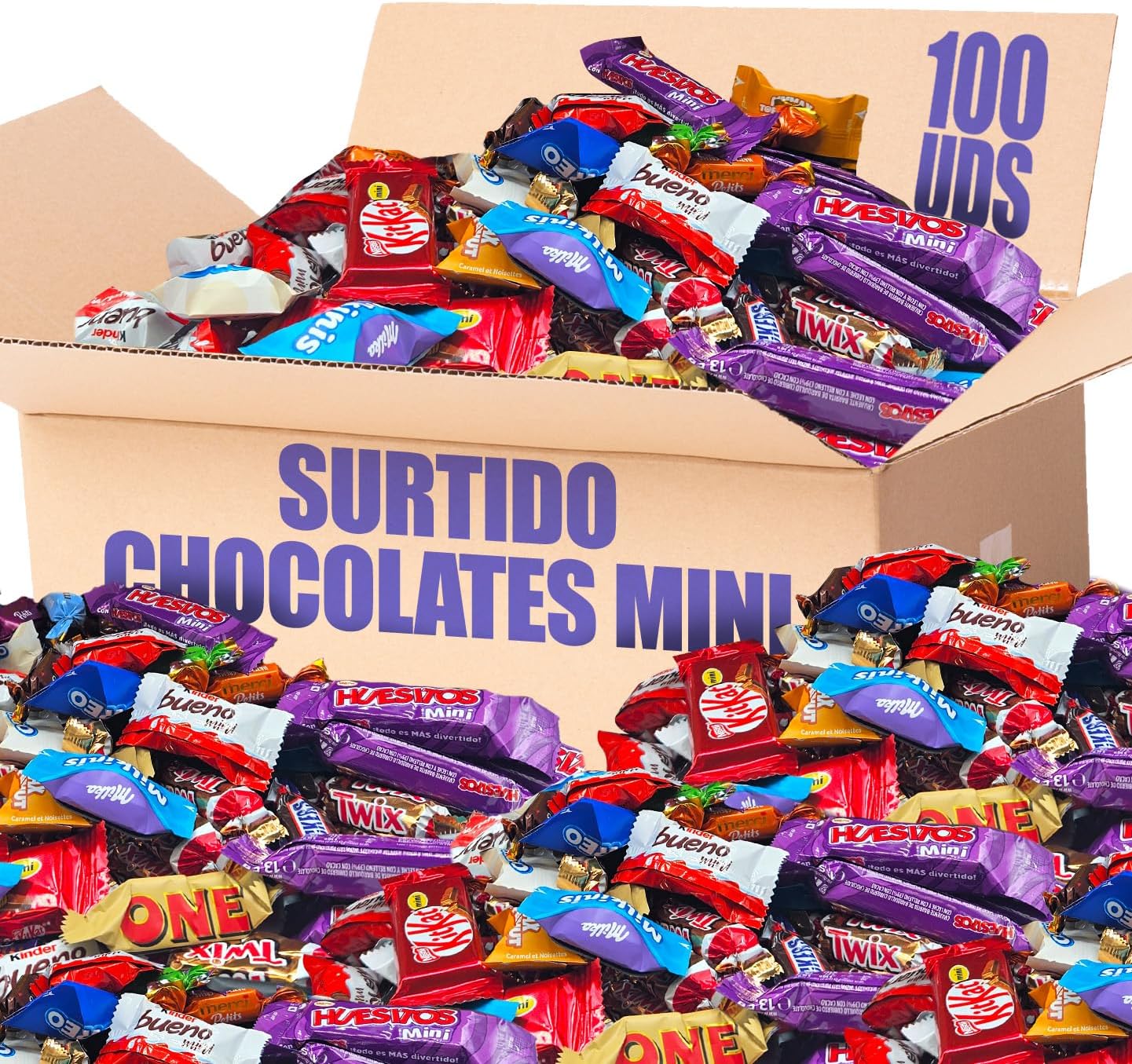 Caja Regalo Surtido de Mini Chocolates de 100 Unidades - Ideal Regalo