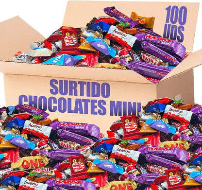 Caja Regalo Surtido de Mini Chocolates de 100 Unidades - Ideal Regalo