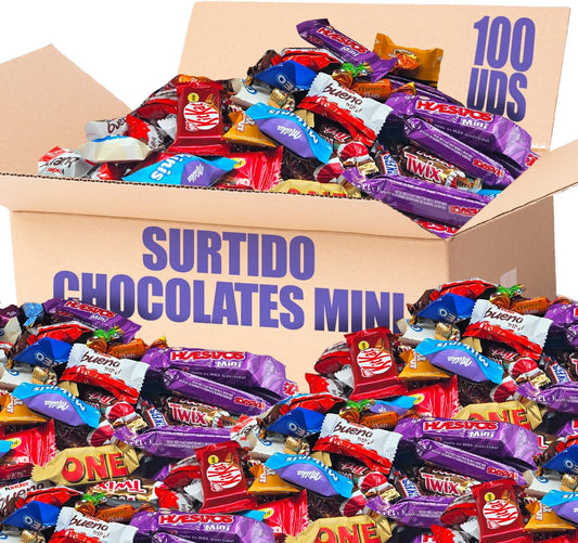 Caja Regalo Surtido de Mini Chocolates de 100 Unidades - Ideal Regalo